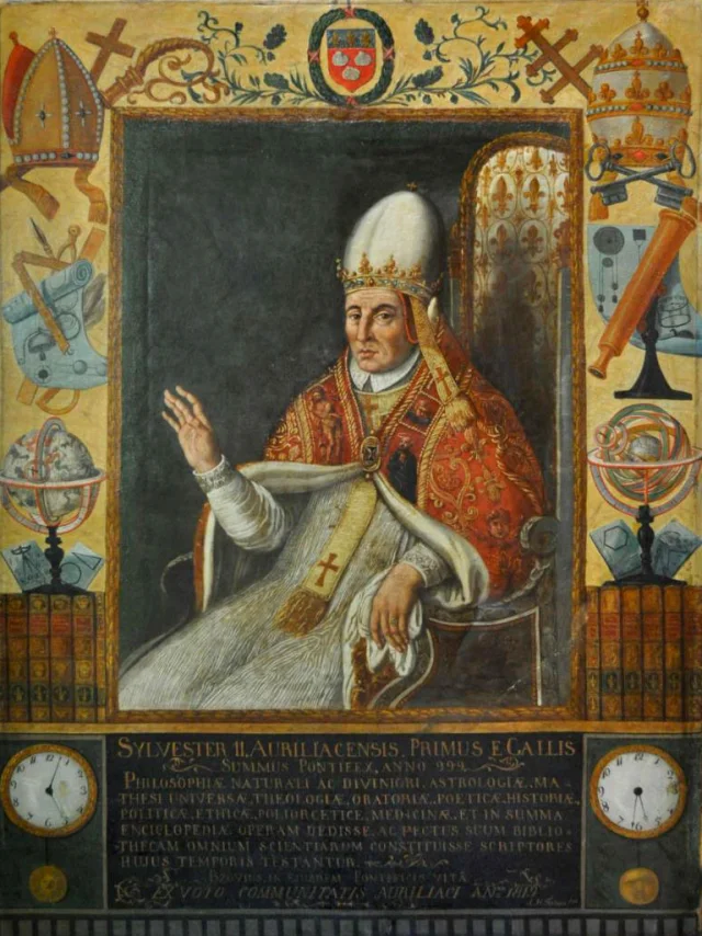 Painting Gerbert d'Aurillac PAPE SYLVESTRE II